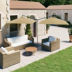 Parasol double avec mât en acier Taupe 600x300 cm 312557