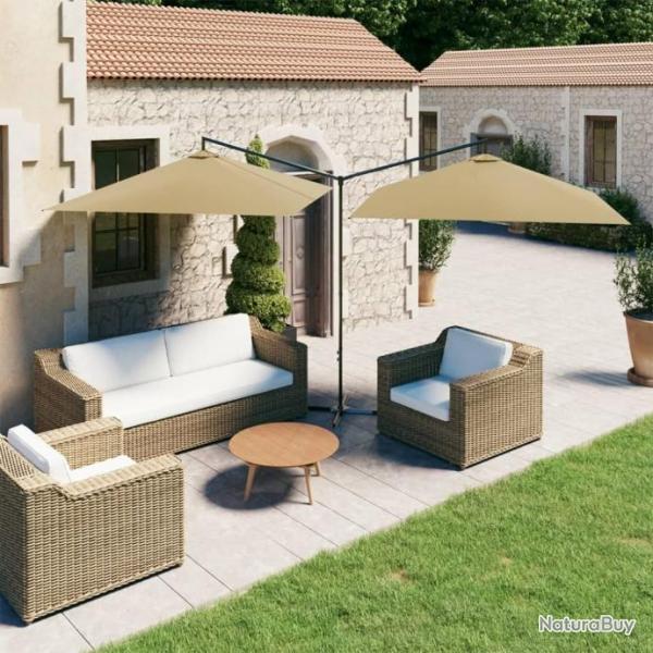 Parasol double avec mt en acier Taupe 600x300 cm 312557