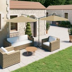 Parasol double avec mât en acier Taupe 600 cm 312565