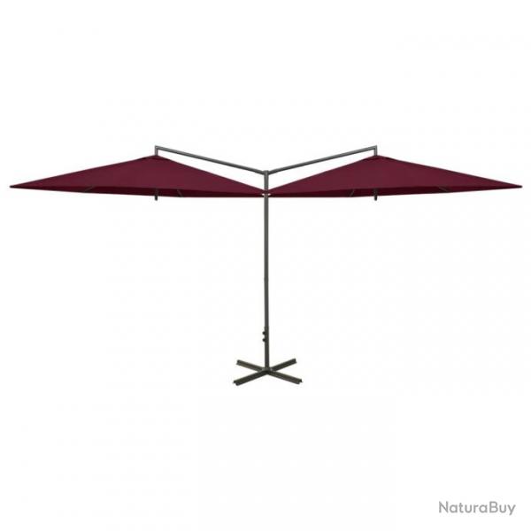 Parasol double avec mt en acier Rouge bordeaux 600 cm 312566