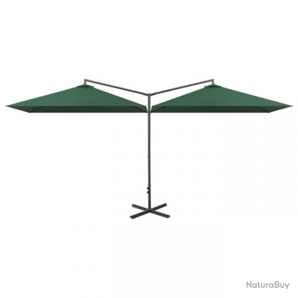 Parasol double avec mt en acier Vert 600x300 cm 312554