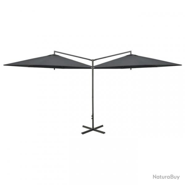 Parasol double avec mt en acier Anthracite 600 cm 312564