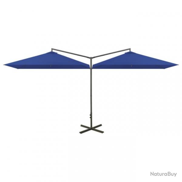 Parasol double avec mt en acier Bleu azur 600x300 cm 312561