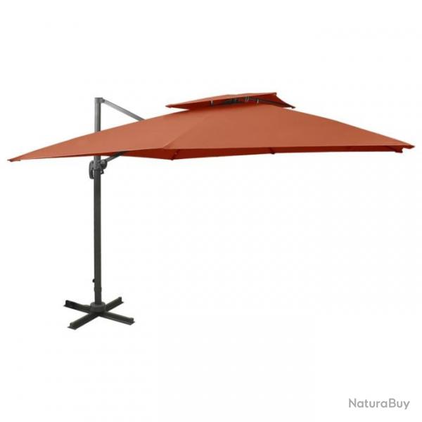 Parasol dport  double toit 300x300 cm Terre cuite 312382