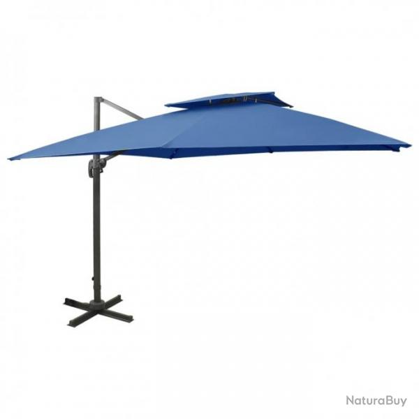 Parasol dport  double toit 300x300 cm Bleu azur 312378