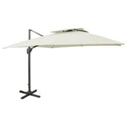 Parasol déporté à double toit 300x300 cm Sable 312368