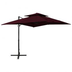 Parasol déporté à double toit 250x250 cm Rouge bordeaux 312358