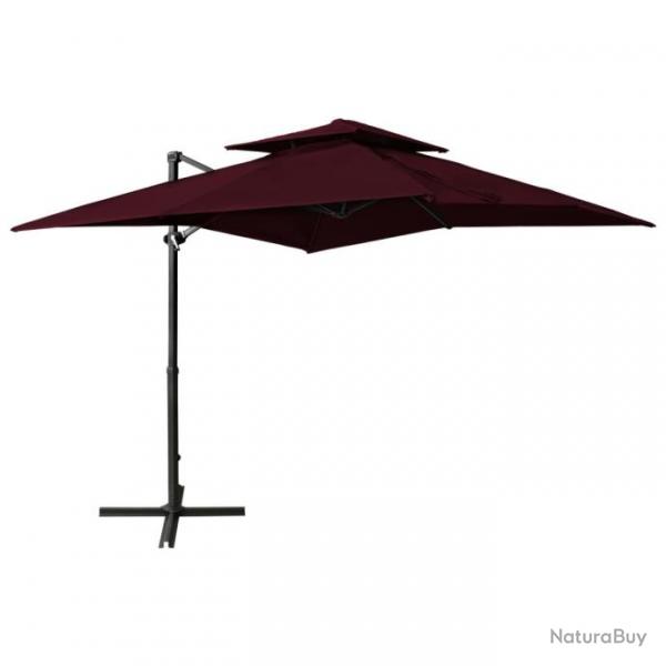 Parasol dport  double toit 250x250 cm Rouge bordeaux 312358