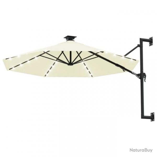 Parasol mural avec mt mtallique et LED 300 cm Sable 312522