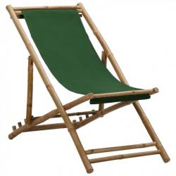 Chaise de terrasse Bambou et toile Vert 313021