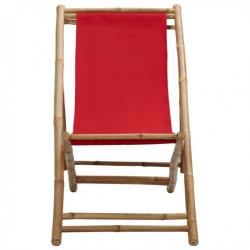 Chaise de terrasse Bambou et toile Rouge 313020