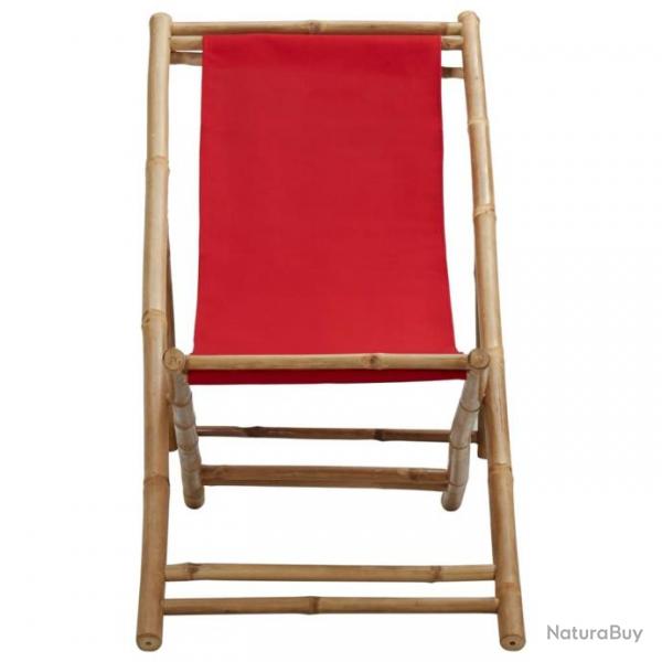 Chaise de terrasse Bambou et toile Rouge 313020