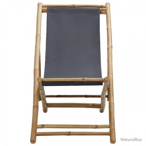 vidaXL Chaise de terrasse Bambou et toile Gris fonc