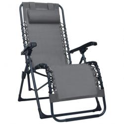 Chaises pliables de terrasse 2 pcs Gris Textilène 312462