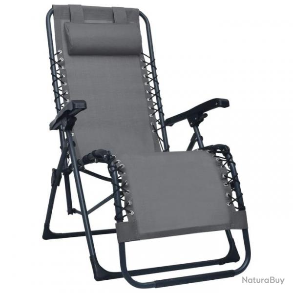 Chaises pliables de terrasse 2 pcs Gris Textilne 312462