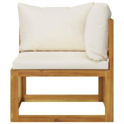 Canapé d'angle sectionnel et coussin blanc crème Bois d'acacia