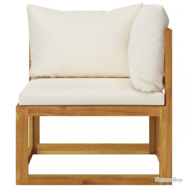 Canap d'angle sectionnel et coussin blanc crme Bois d'acacia