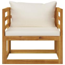 Chaise de jardin avec coussins crème Bois d'acacia massif