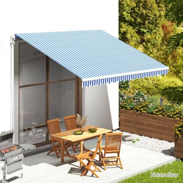 Tissu de remplacement pour auvent Bleu et blanc 4x3,5 m