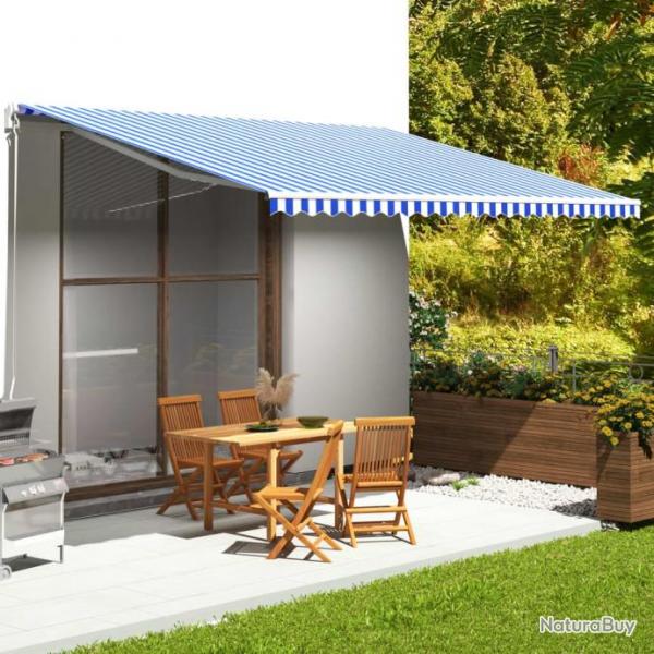 Store Tissu de remplacement pour auvent Bleu et blanc 5x3,5 m 311922