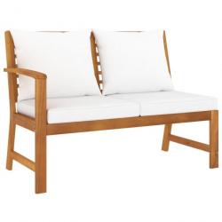 Banc de jardin 114,5 cm avec coussin crème Bois solide d'acacia 311836