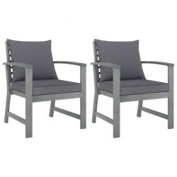 Chaises de jardin 2 pcs avec coussins gris foncé Bois d'acacia 311827