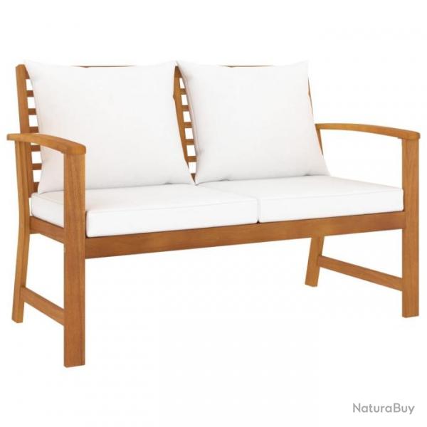 Banc de jardin avec coussin crme 120 cm Bois solide d'acacia 311829