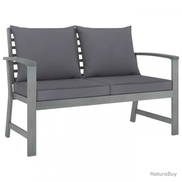 Banc de jardin 120cm et coussin gris fonc Bois solide d'acacia 311826