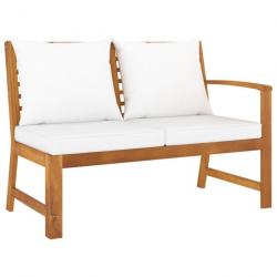 Banc de jardin 114,5 cm avec coussin crème Bois solide d'acacia 311838