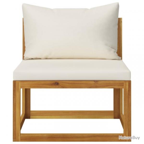 Canap central sectionnel et coussin blanc crme Bois d'acacia 311863