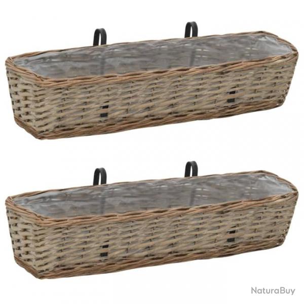 Jardinires de balcon 2 pcs Osier avec doublure de PE 80 cm 287642