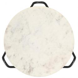 Table basse Blanc 40x40x40 cm Pierre véritable texture marbre 286443