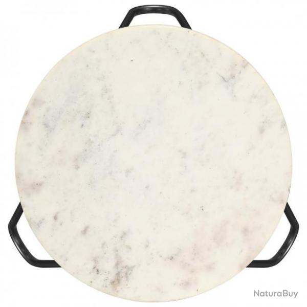 Table basse Blanc 40x40x40 cm Pierre vritable texture marbre 286443