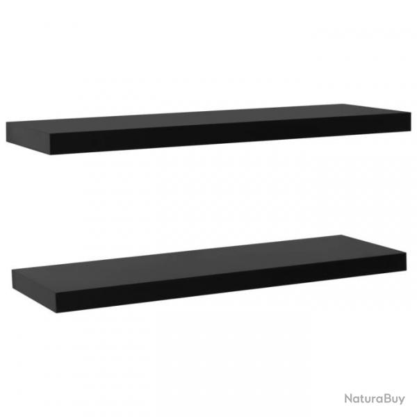 tagres murales flottantes 2 pcs Noir 120x20x3,8 cm 288204