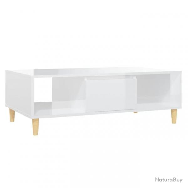 Table basse Blanc brillant 103,5x60x35 cm Agglomr 806019