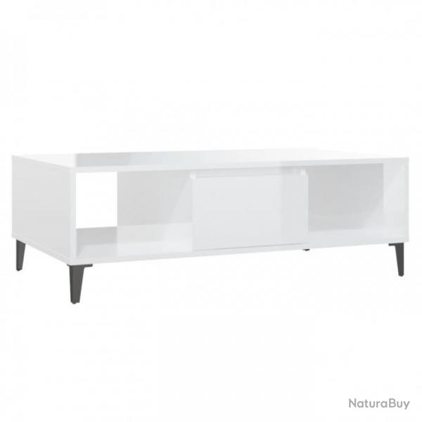 Table basse Blanc brillant 103,5x60x35 cm Agglomr 806028