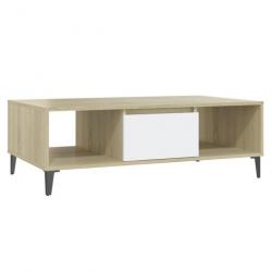 Table basse Blanc et chêne sonoma 103,5x60x35 cm Aggloméré 806027