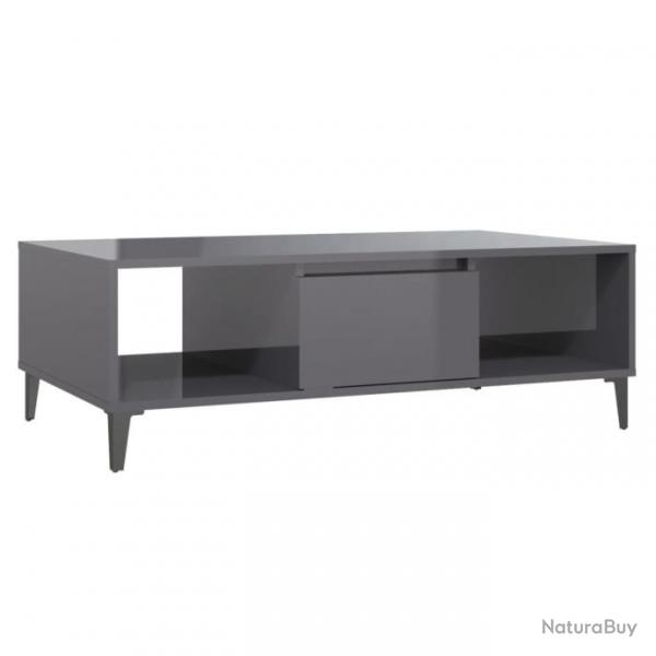 Table basse Gris brillant 103,5x60x35 cm Agglomr 806030