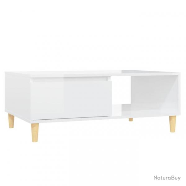 Table basse Blanc brillant 90x60x35 cm Agglomr