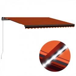 vidaXL Auvent manuel rétractable avec LED 450x300 cm Orange et marron