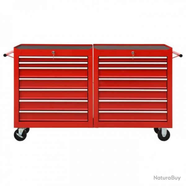 Chariot  outils avec 14 tiroirs Acier Rouge 3056732