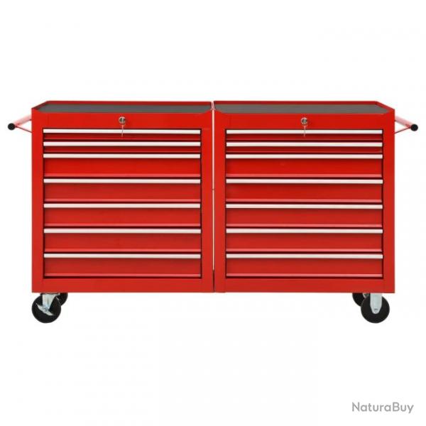 Chariot  outils avec 14 tiroirs Acier Rouge 3056732