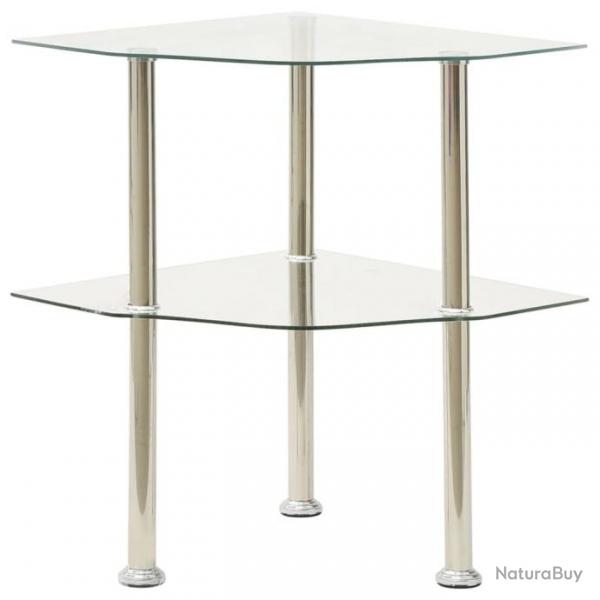 Table d'appoint 2 niveaux Transparent 38x38x50 cm Verre tremp