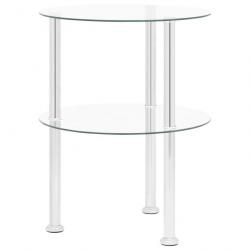 Table d'appoint à 2 niveaux Transparent 38 cm Verre trempé 322787