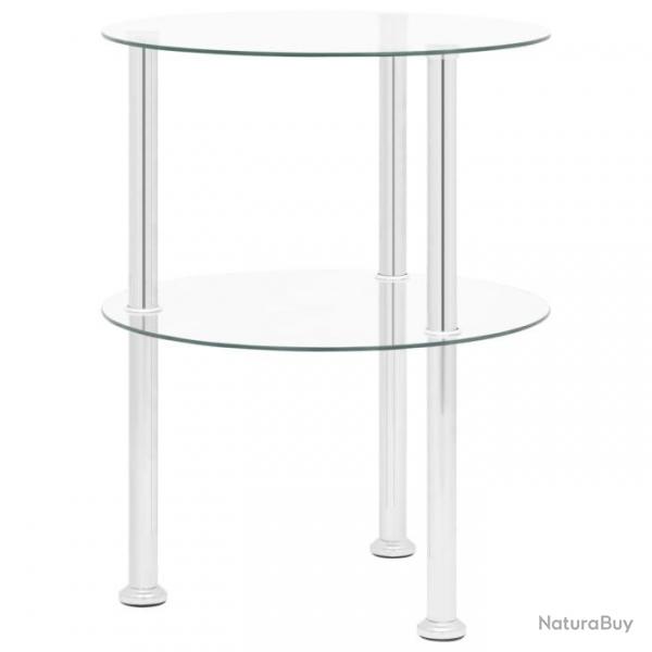 Table d'appoint  2 niveaux Transparent 38 cm Verre tremp 322787