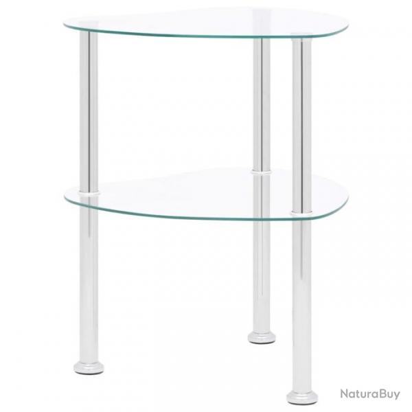 Table d'appoint  2 niveaux Transparent 38x38x50cm Verre tremp 322785