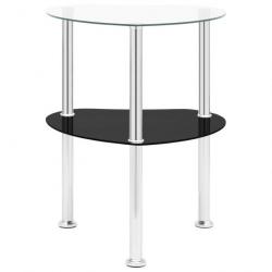 Table d'appoint Transparent et noir 38x38x50cm Verre trempé 322786