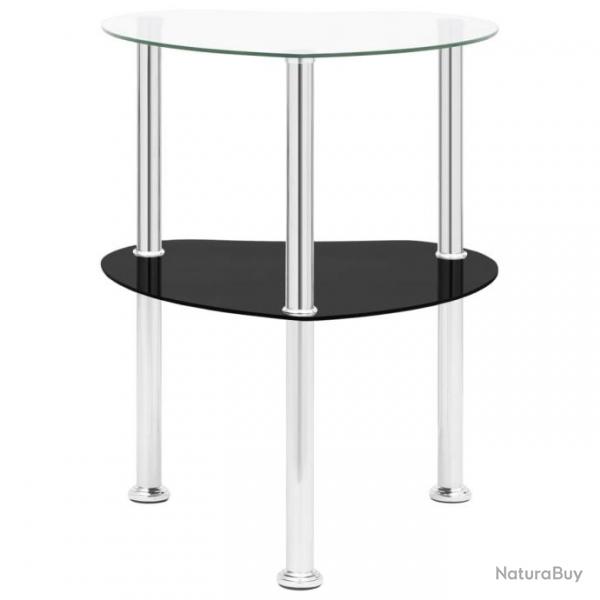 Table d'appoint Transparent et noir 38x38x50cm Verre tremp 322786