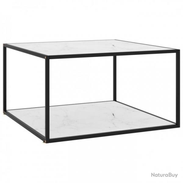Table basse Noir avec verre marbre blanc 90x90x50 cm 322913