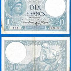 France 10 Francs 1939 Minerve Billet Franc Frs Frc Frcs